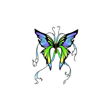 Plak tattoos glitter vlinder groen/blauw - Verkleed tatoeages