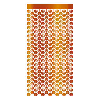 Fiestas Halloween thema party deurgordijn metallic - pompoenen - oranje - 100 x 200 cm - Feestdeurgordijnen