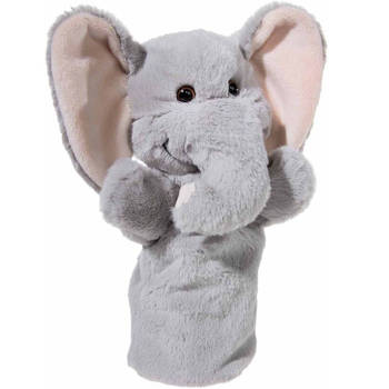 Grijze olifant handpop knuffel 25 cm knuffeldieren - Handpoppen