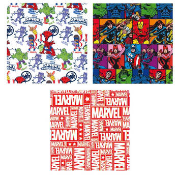 Marvel Cadeaupapier - 6x - verjaardag - 200x70cm - inpakpapier - 3 soorten prints - Cadeaupapier