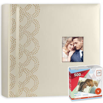 Luxe fotoboek/fotoalbum Anais bruiloft/huwelijk met 50 paginas goud 32 x 32 x 5cm inclusief plakkers - Fotoalbums