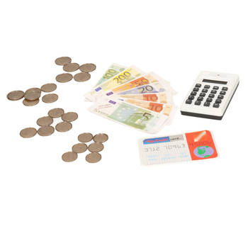 Speelgeld set - met rekenmachine en bankpasje - Winkeltje spelen - Speelgeld