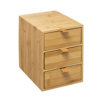 5Five Ladeblokje/bureau organizer 3x lades - bamboe hout - L20 x B15 x H21 cm - lichtbruin - Ladeblok