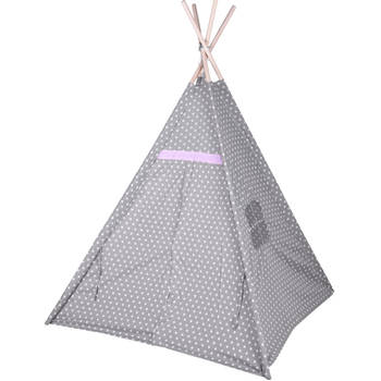 Tipi speeltent voor kinderen 103 x 160 cm - grijs - sterren - Speeltenten