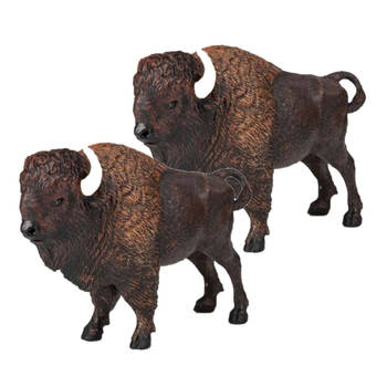 Set van 2x stuks plastic Amerikaanse bizon speeldiertje 14,5 cm - Speelfiguren
