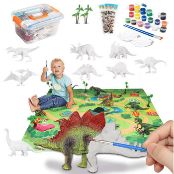 Allerion Dino Kinder Schilder Set - Met 8 Dinosaurussen en