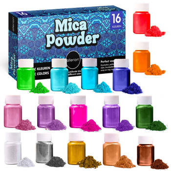 Allerion Mica Poeder Set - Knutselset - 16 verschillende kleuren