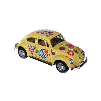 Modelautootje VW beetle geel hippie 12,5 cm - Speelgoed auto's