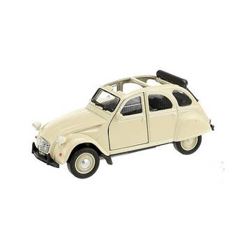 Schaalmodel Citroen 2CV cabrio creme wit 1:36 - Speelgoed auto's