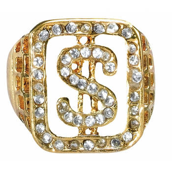 Gangster gouden ring met diamanten - Verkleedsieraden