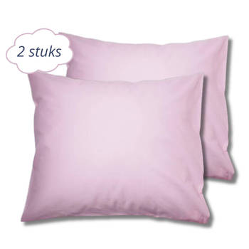 Droomtextiel Kussenslopen 60x70 cm Roze Set Van 2 Stuks - Hotelkwaliteit - 100% Hoogwaardige Katoen