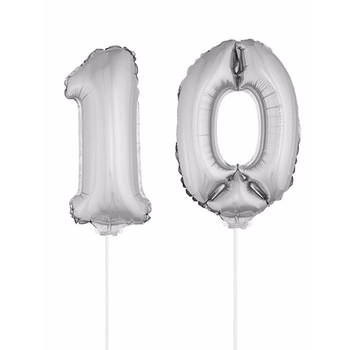 Folie ballonnen cijfer 10 zilver 41 cm - Ballonnen