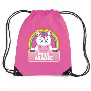 Miss Magic de eenhoorn trekkoord rugzak / gymtas roze voor kinderen - Gymtasje - zwemtasje