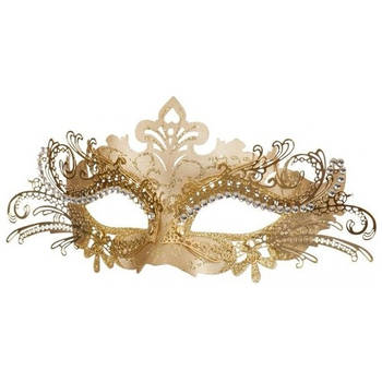 Venetiaans carnaval verkleed oogmasker - goud - volwassenen - gedecoreerd - kunststof - Verkleedmaskers