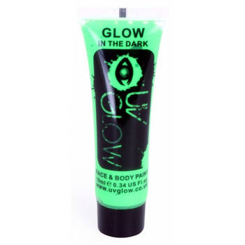 Glow in the dark schmink voor gezicht en lichaam groen - Schmink