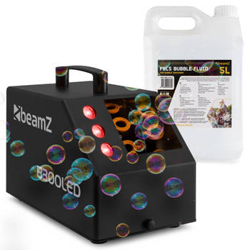 Bellenblaasmachine - BeamZ B300LED - ideaal voor kinderfeestjes - met 5L vloeistof en afstandsbediening - zwart