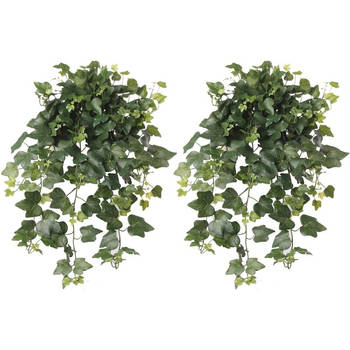 2x Groene Hedera Helix klimop weerbestendige kunstplanten 65 cm - Kunstplanten