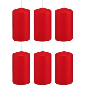 6x Kaarsen rood 5 x 10 cm 23 branduren sfeerkaarsen - Stompkaarsen