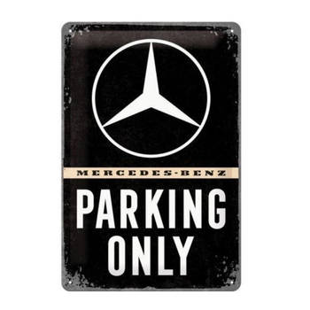 Mercedes Benz Parking Only Muurplaatje - metaal - 20 x 30 cm - Feestdecoratieborden