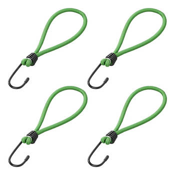 ProPlus Haakspanner met lus - 4x - elastisch - bagagespin - snelbinders - 20cm - groen - Bagagespinnen