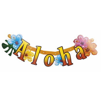 Hawaii thema party feest letterslinger Aloha 83 cm van karton - Feestslingers