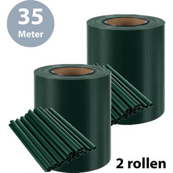 ForDig Vlechtband Groen (2 Rollen) - 35x0,19 Meter - Privacyband Tuinscherm - Privacystrips Voor Tuinafsluiting - PVC