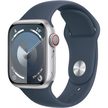 Apple Watch 9 GPS 41mm zilver alu blauw sportband S/M