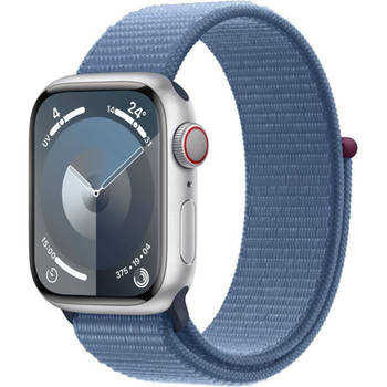 Apple Watch 9 Cell 45mm zilver alu winterblauw sportband