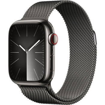 Apple Watch 9 Cell 41mm rvs grafiet Milanese Loop