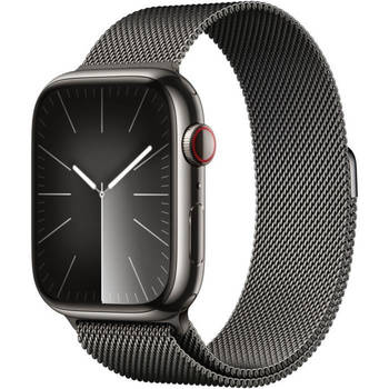 Apple Watch 9 Cell 45mm rvs grafiet Milanese Loop