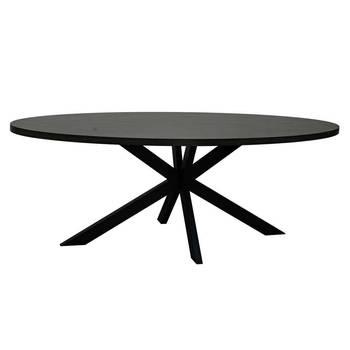 Eettafel ovaal melamine 210cm Tommy eiken zwart ovale tafel