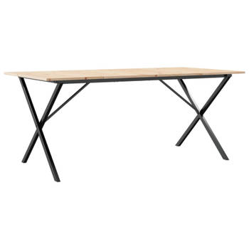 vidaXL Eettafel X-frame 180x90x75 cm massief grenenhout en gietijzer