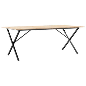 vidaXL Eettafel X-frame 200x100x75 cm massief grenenhout en gietijzer