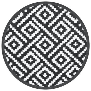 vidaXL Buitenkleed Ø160 cm polypropeen wit en zwart