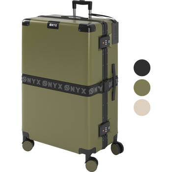 ONYX Check-in koffer 100L - TSA slot - Spinner wielen - Lichtgewicht Trolley - Aluminium sluiting - Olive groen