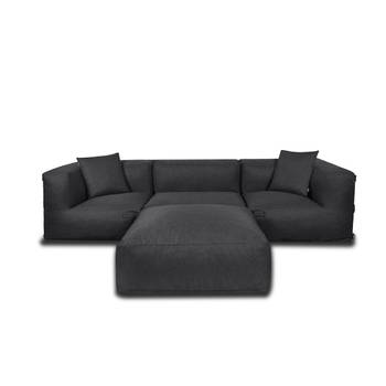 Feel Furniture - Binnen & Buiten bank - Odin - 3 persoonsbank - Zwart - Met Ottoman