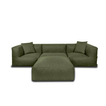 Feel Furniture - Binnen & Buiten bank - Odin - 3 persoonsbank - Groen - Met Ottoman