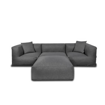 Feel Furniture - Binnen & Buiten bank - Odin - 3 persoonsbank - Grijs - Met Ottoman