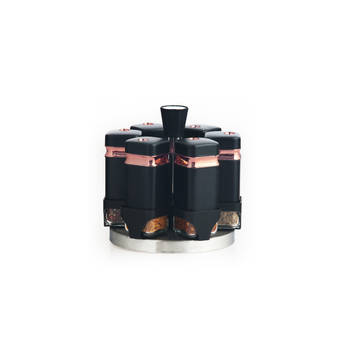 Buccan - Roterend kruidenrek - 6 kruidenpotten - zwart rosegoud