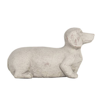 Clayre & Eef Decoratie Beeld Hond 24x9x13 cm Grijs Steen Grijs