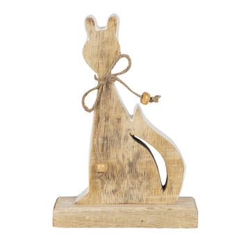 Clayre & Eef Decoratie Kat 11x3x16 cm Bruin Hout Bruin