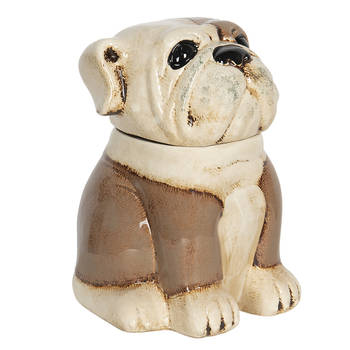 Clayre & Eef Beeld Hond 20x18x26 cm Bruin Beige Keramiek beeld decoratie Bruin beeld decoratie