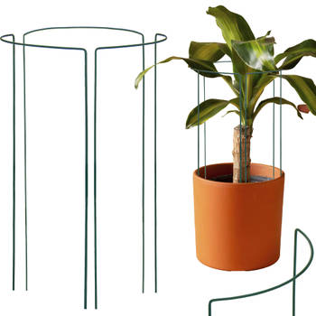 Springos Plantensteun - Metaal - Bloemen - Groen - Set Van 3 - 75 Cm