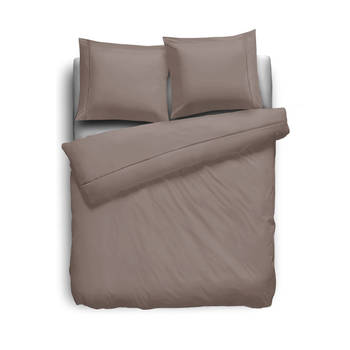 Eleganzzz Dekbedovertrek Uni Percal Katoen Met Bies - taupe 200x200/220cm