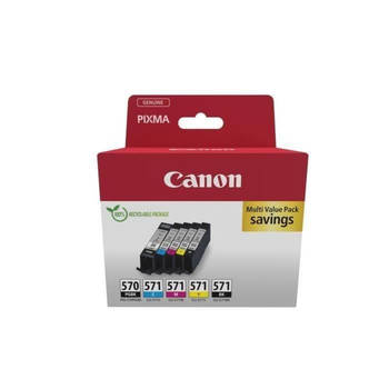 Canon inktcartridge 1 x PGI-570 + 1 x CLI-571, 182 - 398 foto's, OEM 0372C006, 5 kleuren