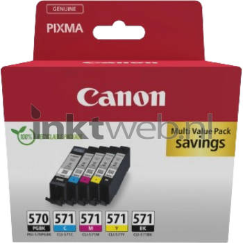 Canon inktcartridge 1 x PGI-570 + 1 x CLI-571, 182 - 398 foto's, OEM 0372C006, 5 kleuren