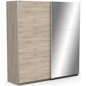 GHOST kledingkast - Kronberg eiken decor - 2 schuifdeuren + spiegel - L.194,5 x D.59,9 x H.203 cm - DEMEYERE