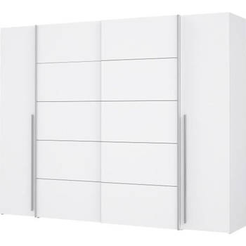 Kleerkast 2 draaideuren + 2 schuifdeuren - Mat wit - L 270.3 x D 61.2 x H 210 cm - NARAGO