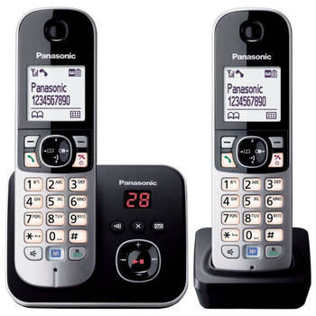 Panasonic KX-TG6822 Duo Draadloze Telefoons Antwoordapparaat Zwart Grijs