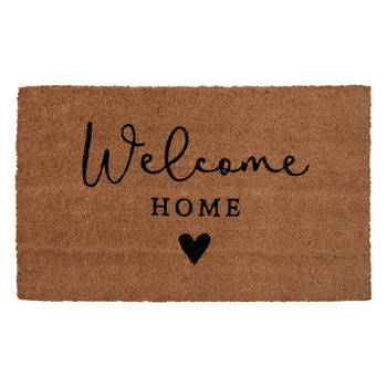 Clayre & Eef Deurmat 75x45 cm Bruin Kokosvezel PVC WELCOME HOME Kokosmat Bruin Kokosmat